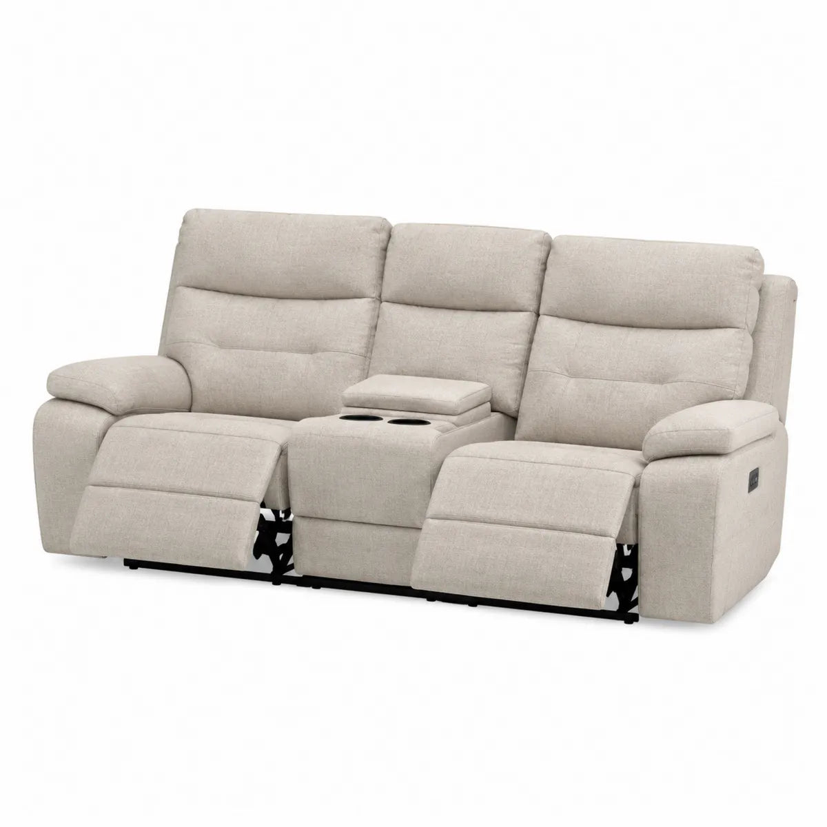 Trzyosobowa sofa z funkcją relaksu, tkanina beżowa