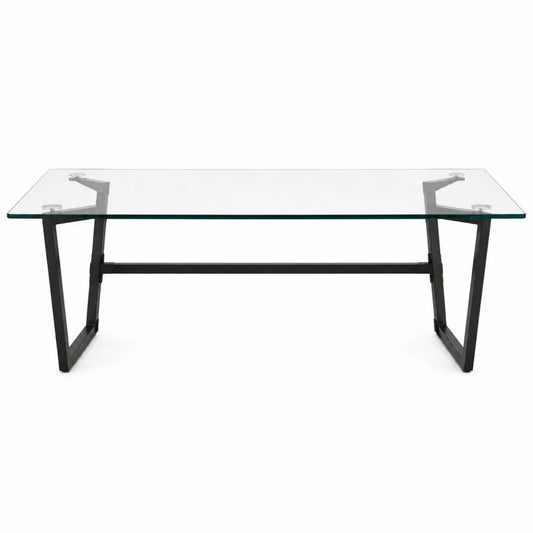 Stolik kawowy szkło hartowane metal czarny 120x60x45 cm