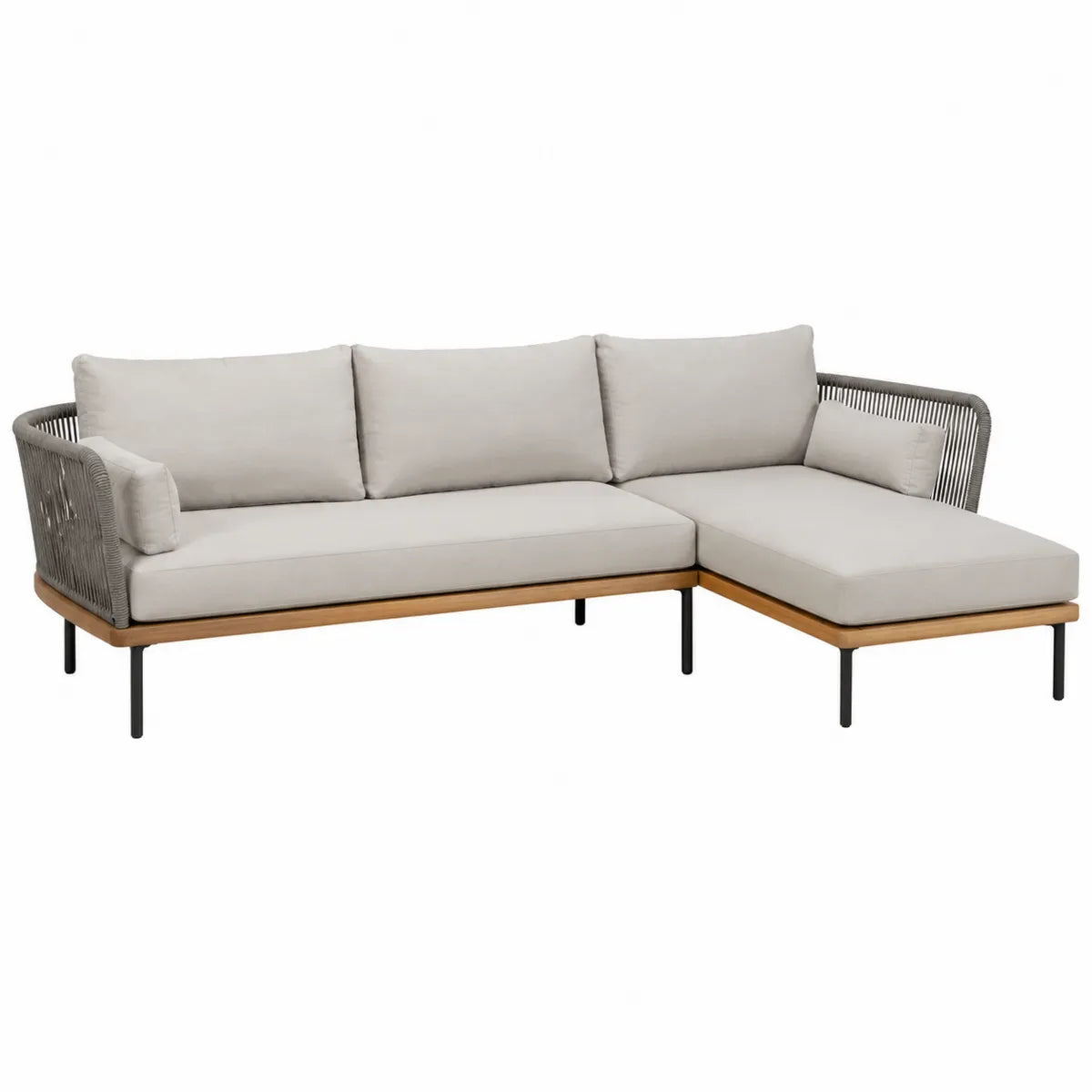 Sofa narożna ogrodowa z drewna i aluminium, 270x210x80 cm, szara