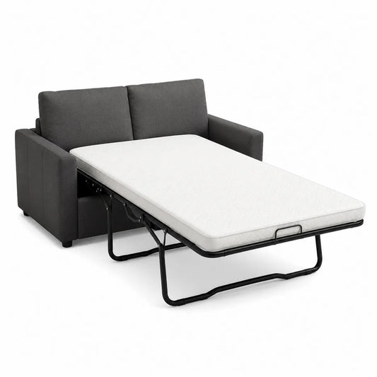 Ciemnoszara sofa rozkładana z materacem 190x140 cm