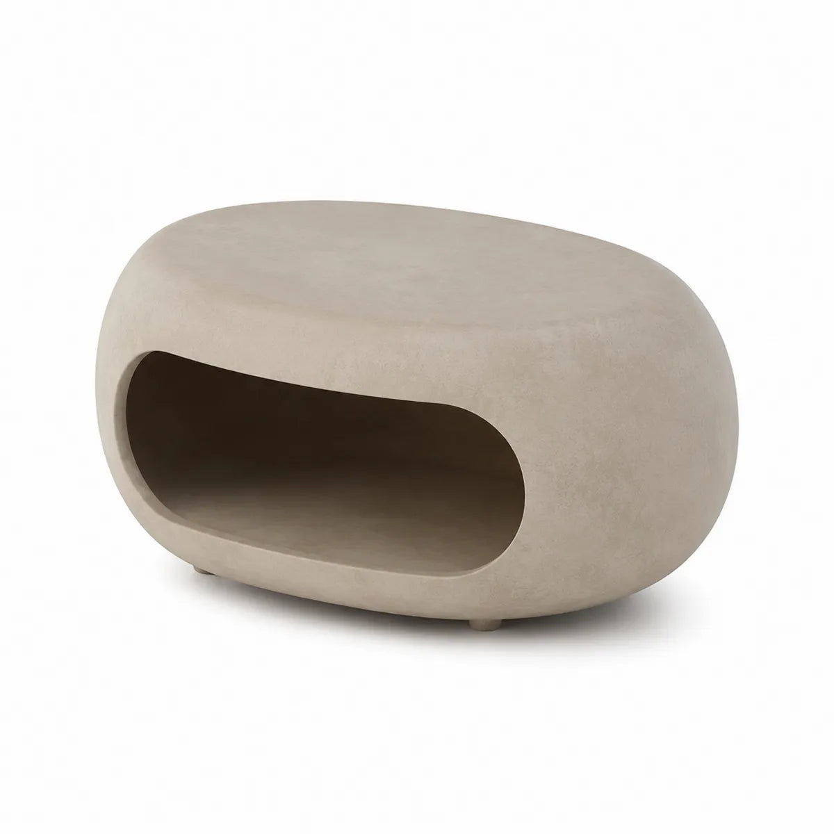 Stolik kawowy betonowy owalny beżowy 90x60x40 cm