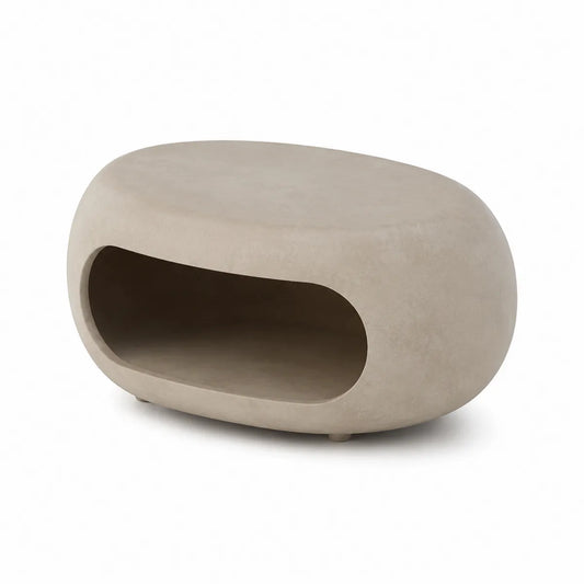Stolik kawowy betonowy owalny beżowy 90x60x40 cm