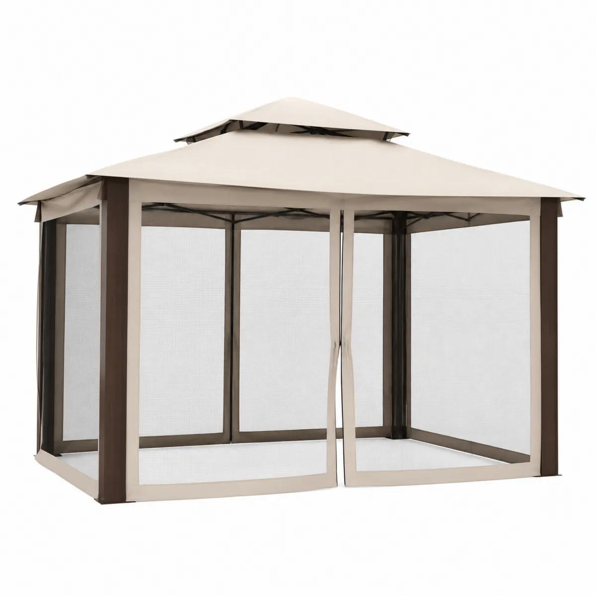 Pawilon ogrodowy metalowy 300x300 cm beżowy z moskitierą