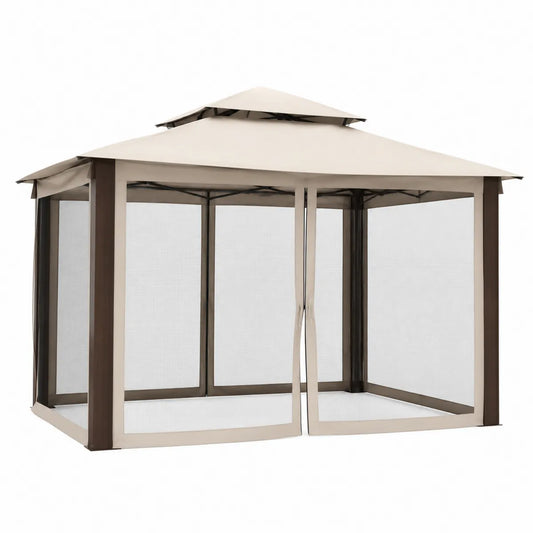Pawilon ogrodowy metalowy 300x300 cm beżowy z moskitierą
